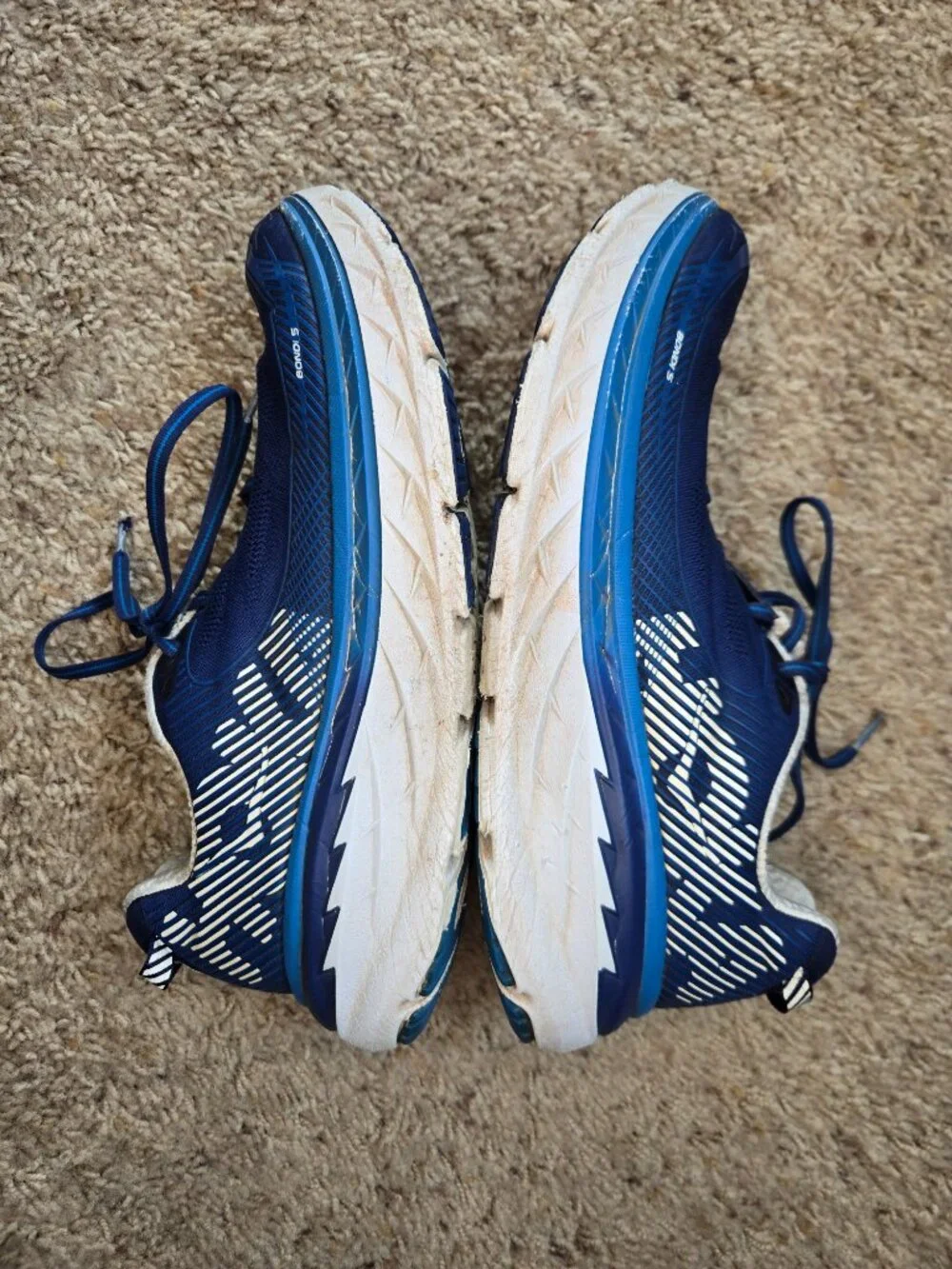 Hoka One One Bondi 5 Blue White Cushioned Running Shoes Men’s US Size 9